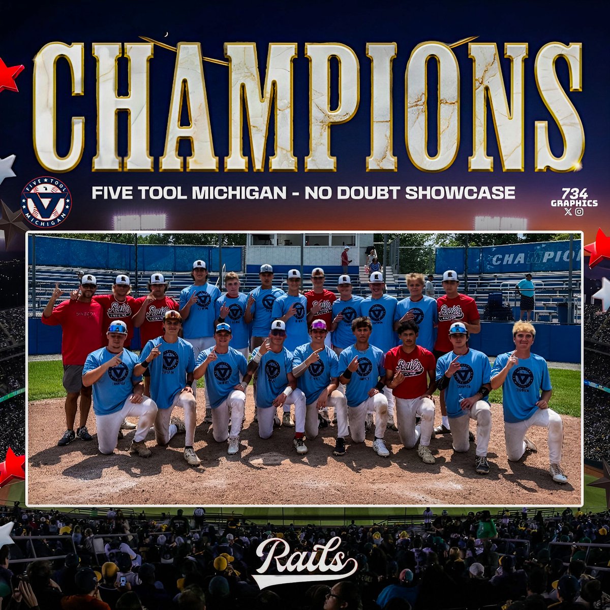 FiveToolMI's tweet image. 🏆CHAMPIONS🏆
Congrats to LP Rails' on winning the @FiveTool Michigan @ND_Showcases Tournament!
#WatchEm
