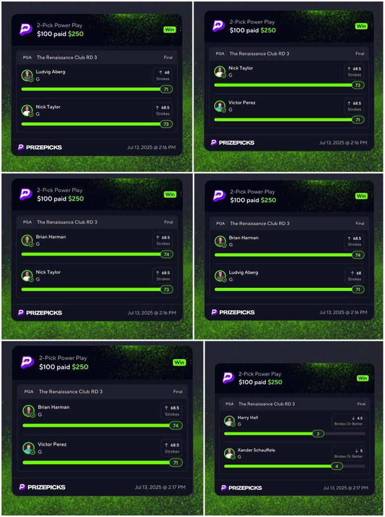 PicksProdigies's tweet image. WHAT A WEEK☢️☢️
$50 to someone who likes/RT this🤝
4 straight days of profit brings our total to +36.68u for the week💰
ABSOLUTELY INSANE‼️
Round 1:+12u✅
Round 2:+10.6u✅
Round 3: +10.58u✅
Round 4: +3.5u✅
LETS KEEP CRUSHING THE SUMMER⛳️
3 day free trial below⬇️⬇️