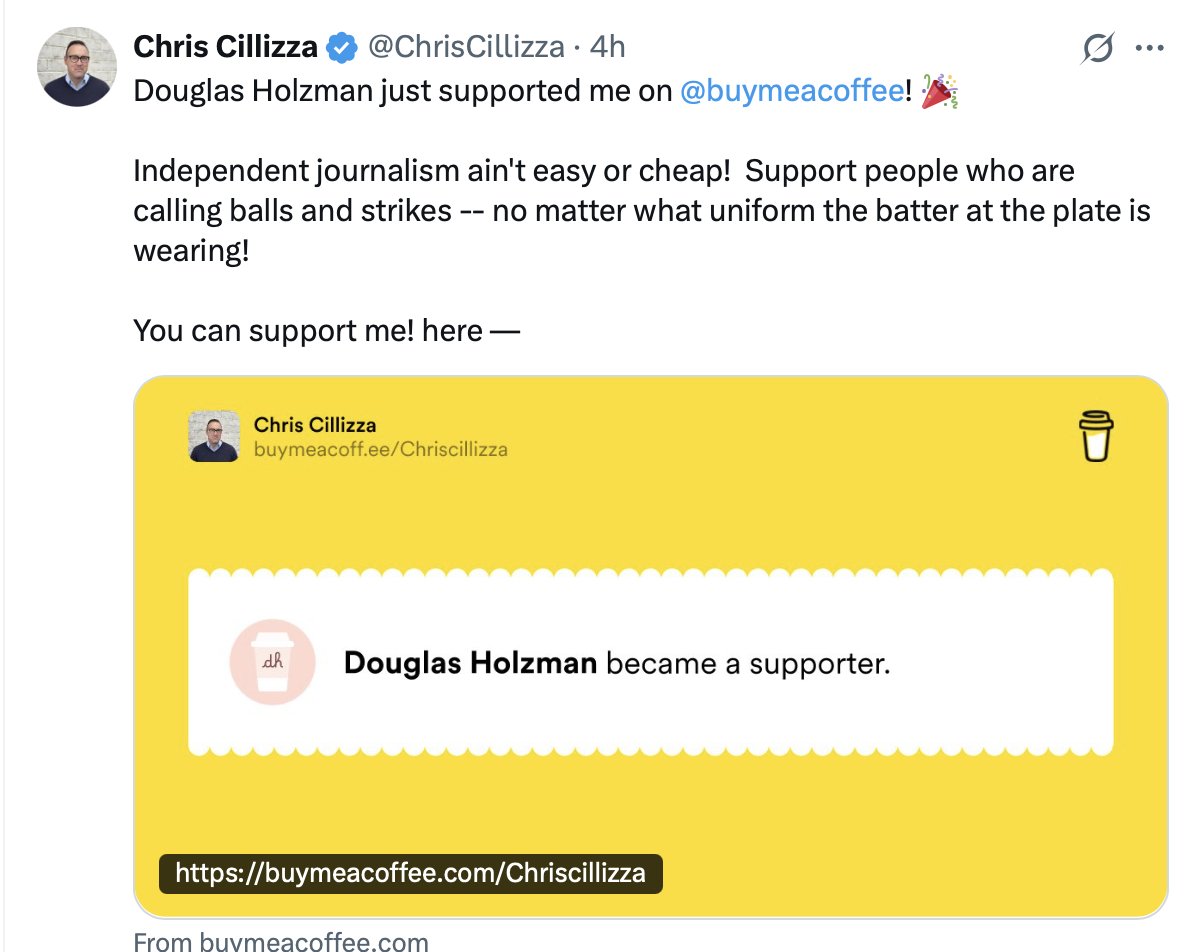 Dude was earning a seven figure salary at CNN, grew up wealthy in Greenwich, Connecticut &amp; went to an elite private school but he's out here with his tin cup looking for free coffee as he tries to rebrand himself as a bold truth teller. 💩