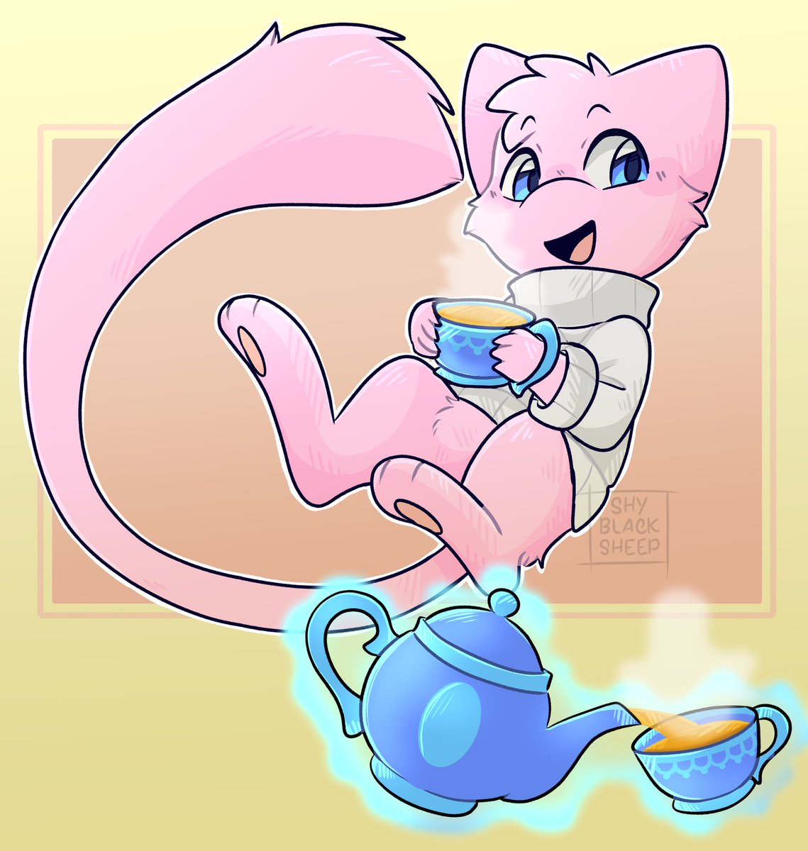 shyblacksheep's tweet image. [AF] Revenge #7 for:
@Bokureii 
Eke the Mew~! 
Inviting you for tea. ☺️