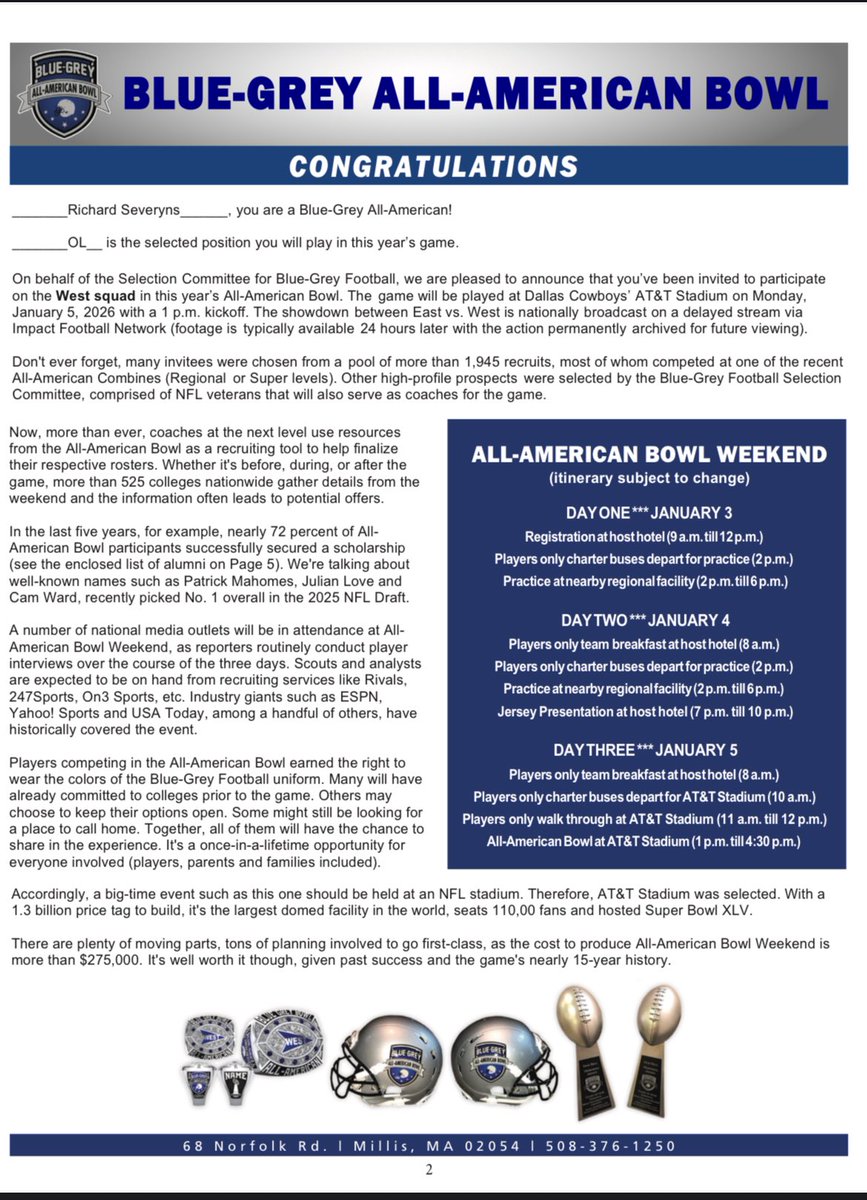 RichardSev77's tweet image. #AGTG Proud to announce I have been selected to play In the All American Bowl @BlueGreyFB for the West Squat! #Blessed @CoachBarnes91 @JButler_210 @JGonzalesJr10 @210Preps @_RL_Martin @SA_HCPreps @MikeM_Scout @CJVogel_OTF @Bdrumm_Rivals