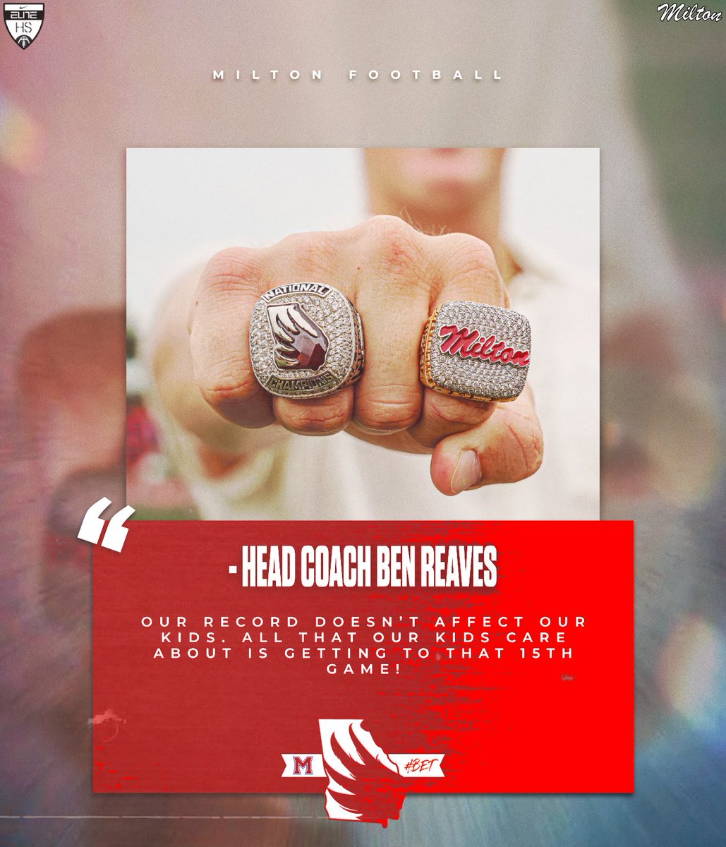 Milton High School Football (@miltoneagles_fb) on Twitter photo “𝑨𝑳𝑳 𝑻𝑯𝑨𝑻 𝑶𝑼𝑹 𝑲𝑰𝑫𝑺 𝑪𝑨𝑹𝑬 𝑨𝑩𝑶𝑼𝑻 𝑰𝑺 𝑮𝑬𝑻𝑻𝑰𝑵𝑮 𝑻𝑶 𝑻𝑯𝑨𝑻 𝟏𝟓𝑻𝑯 𝑮𝑨𝑴𝑬‼️” - <a href="/CoachBenReaves/">Ben Reaves Jr.</a> #𝘽𝙀𝙏
ʟɪɴᴋ ᴛᴏ ᴛʜᴇ ғᴜʟʟ ᴀʀᴛɪᴄʟᴇ: georgiahighschoolfootballdaily.com/main-news/two-…
#𝙈𝙥𝙞𝙧𝙚25 | #𝙏𝙝𝙚𝙈𝙫𝙨𝙏𝙝𝙚𝙢 “𝑨𝑳𝑳 𝑻𝑯𝑨𝑻 𝑶𝑼𝑹 𝑲𝑰𝑫𝑺 𝑪𝑨𝑹𝑬 𝑨𝑩𝑶𝑼𝑻 𝑰𝑺 𝑮𝑬𝑻𝑻𝑰𝑵𝑮 𝑻𝑶 𝑻𝑯𝑨𝑻 𝟏𝟓𝑻𝑯 𝑮𝑨𝑴𝑬‼️” - <a href="/CoachBenReaves/">Ben Reaves Jr.</a> #𝘽𝙀𝙏
ʟɪɴᴋ ᴛᴏ ᴛʜᴇ ғᴜʟʟ ᴀʀᴛɪᴄʟᴇ: georgiahighschoolfootballdaily.com/main-news/two-…
#𝙈𝙥𝙞𝙧𝙚25 | #𝙏𝙝𝙚𝙈𝙫𝙨𝙏𝙝𝙚𝙢