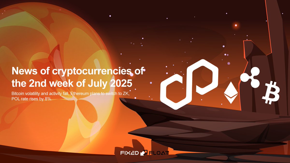 🔥 Crypto News of the 2nd Week of July 2025

💬 Bitcoin volatility and activity fall, Ethereum plans to switch to ZK, POL rate rises by 8%.

Read more in the article 👉 👉 ff.io/blog/news/week…

#fixedfloat #bitcoin #BTC #Ethereum #CryptoNews #ETH #Polygon #cryptocurrencies