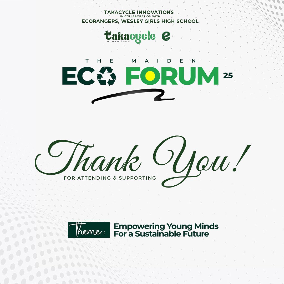 The Maiden TakaCycle EcoForum 2025♻️
Not just a programme, it was a spark.

Curious minds. Bold voices. Real change.
We’re not waiting to be the change. We are becoming it.

Thank you for being part of the beginning.💚

#TakaEcoForum #TakaCycleInnovations