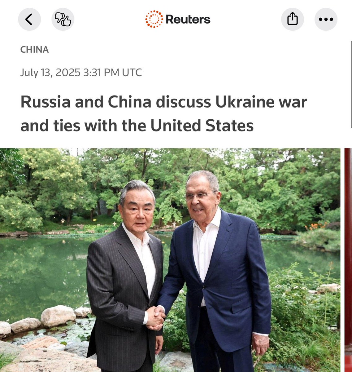 In case everyone forgot what Wang Yi said last week…

“We cannot afford Russia to lose the war in Ukraine”