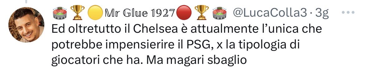 Tre giorni fa
Capirci di calcio 
Ma resto umile
#CHEPSG #ChelseaFC #ChelseaPSG
