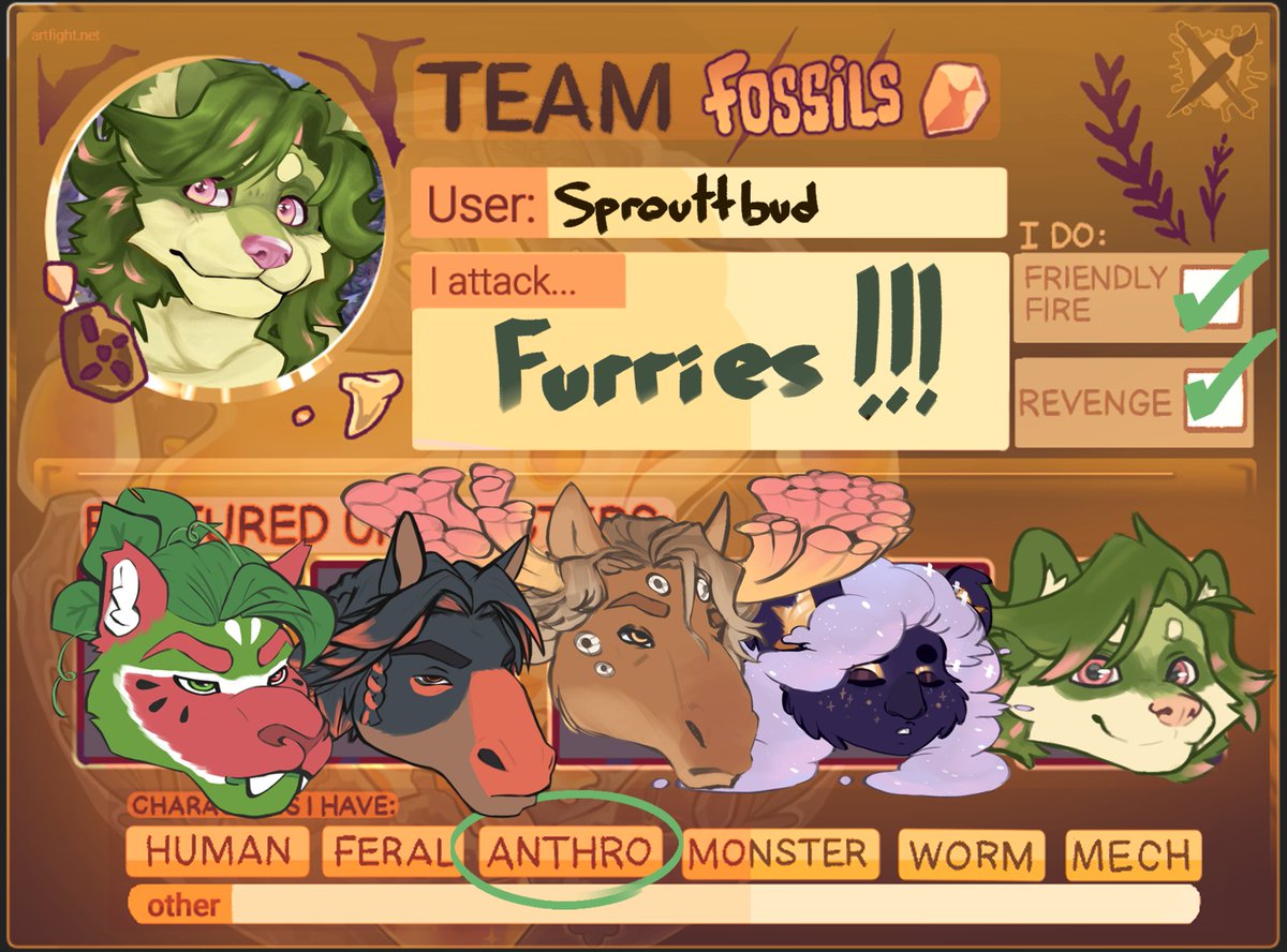 SprouttBud's tweet image. So I'm lowkey late but this is my official artfight chart! I hope to be part of this event! ๐
Link here and in my bio, ofc: artfight.net/~SprouttBud