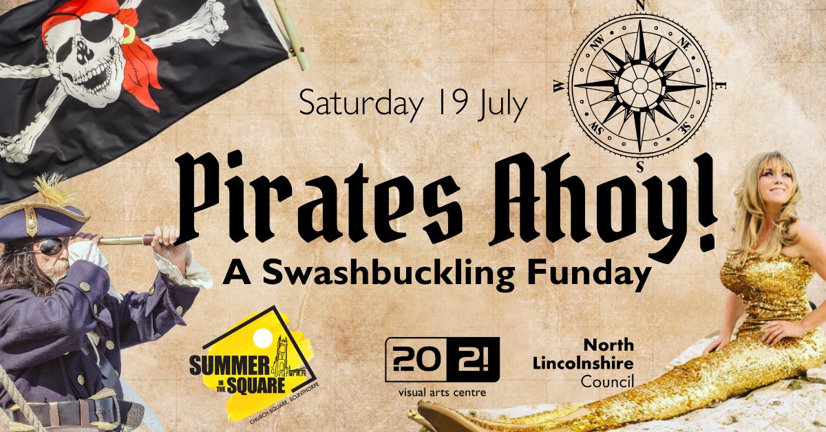 2021 Visual Arts (@2021visualarts) on Twitter photo 🏴☠️ Pirates Ahoy!
🗓️ Sat 19 July, 11am–3pm
📍 20-21 Visual Arts Centre & Church Square
🎉 Join us for pirate crafts, bubbly fun, stilt-walkers, mermaids & more!
🎟️ FREE fun for all as part of Summer in the Square!
#Scunthorpe #FreeEvent #FamilyFun 🏴☠️ Pirates Ahoy!
🗓️ Sat 19 July, 11am–3pm
📍 20-21 Visual Arts Centre & Church Square
🎉 Join us for pirate crafts, bubbly fun, stilt-walkers, mermaids & more!
🎟️ FREE fun for all as part of Summer in the Square!
#Scunthorpe #FreeEvent #FamilyFun