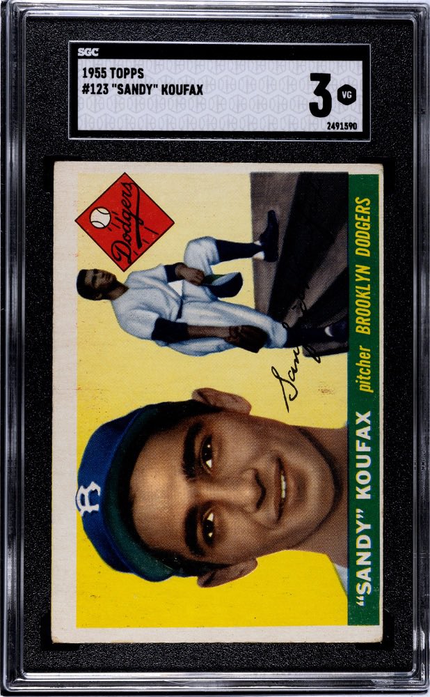 #FACTORYSTACKS stack thru 7/13 (tonight)! Last of the night 👀

$1k 

1955 Sandy Koufax RC SGC 3

Two sales in July - $1150 and $928

Claim with “take”, offers can be sniped.
Stacks &lt; $60 pay $5 BMWT. Must claim at full for claim to be eligible for 5-10% stack discount.