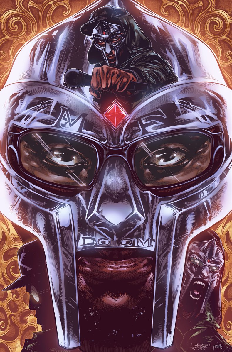 FowlerPartDeux's tweet image. Happy Birthday to the late great 
#MFDOOM  

Art by  @Cap_White  
With colors from @mmartinsart