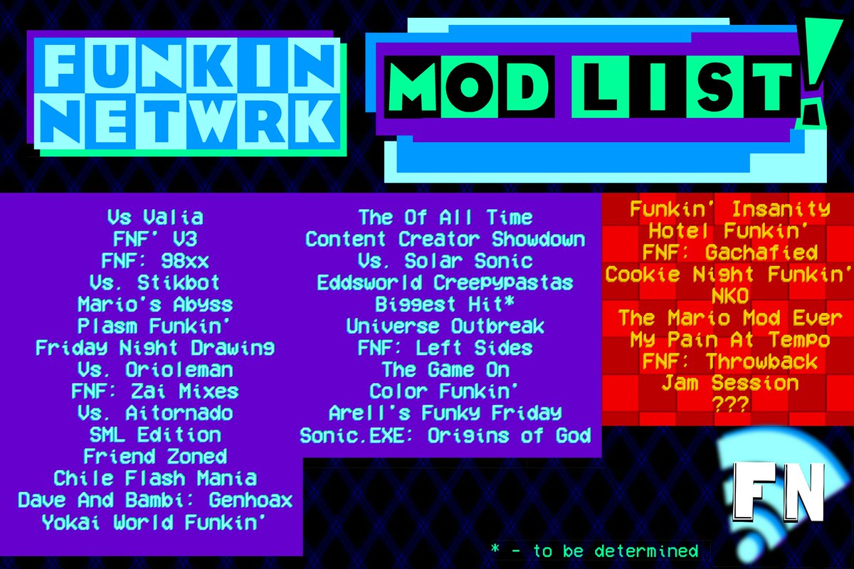 Funkin' Netwrk Direct (SUBMISSIONS OPEN) (@funkinnetwrkk) on Twitter photo The NEW mod list as of 7/13/2025!
Due to the cancellation of the Gamebanana Direct, we have some new mods that have integrated from there!
We have 36 mods!
Can't wait to see yall there!
(list not final)
<a href="/GameBananaFNF/">FNF: GameBanana 🍌</a> <a href="/THEREALTIMELIME/">Daily FNF Reviewer (Synecdoche Funkin ???%)</a> <a href="/IRIS_FNFNEWS/">📣 - IRIS FNF NEWS</a>
#fnfdirect #fnfmod The NEW mod list as of 7/13/2025!
Due to the cancellation of the Gamebanana Direct, we have some new mods that have integrated from there!
We have 36 mods!
Can't wait to see yall there!
(list not final)
<a href="/GameBananaFNF/">FNF: GameBanana 🍌</a> <a href="/THEREALTIMELIME/">Daily FNF Reviewer (Synecdoche Funkin ???%)</a> <a href="/IRIS_FNFNEWS/">📣 - IRIS FNF NEWS</a>
#fnfdirect #fnfmod