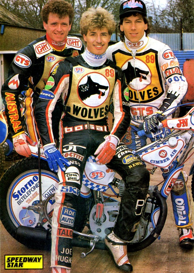 Graham Jones, Jan Staechmann &amp; Sam Ermolenko wearing the famous Wolverhampton race jacket. I hope fans will one day see the Wolves back out on the track where they belong.