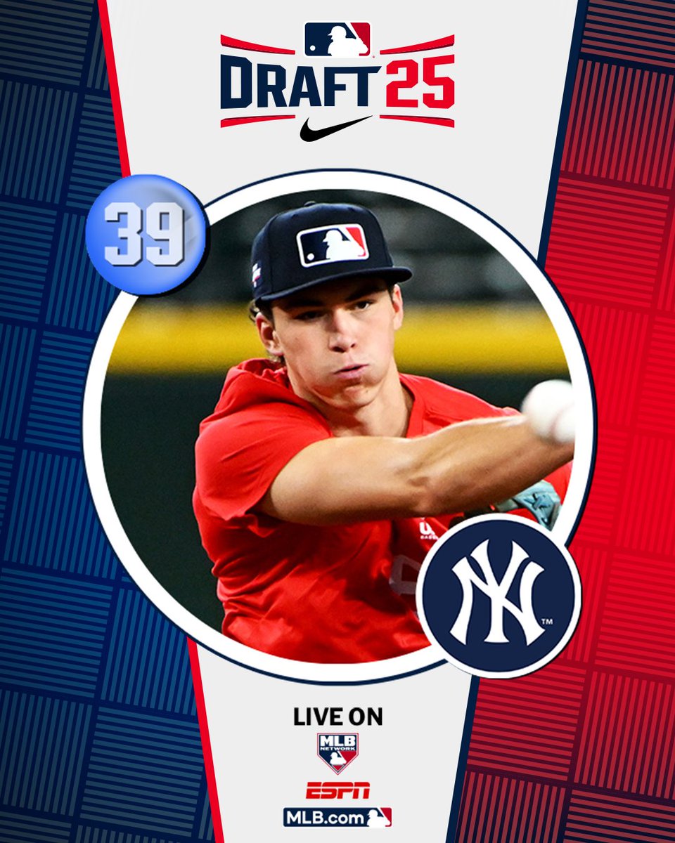 MLB Draft (@mlbdraft) on Twitter photo With the 39th pick in the 2025 Draft, the <a href="/Yankees/">New York Yankees</a> select Newnan (GA) shortstop Dax Kilby, No. 62 on the Top 250 Draft Prospects list.
Watch LIVE: atmlb.com/40jjQvg With the 39th pick in the 2025 Draft, the <a href="/Yankees/">New York Yankees</a> select Newnan (GA) shortstop Dax Kilby, No. 62 on the Top 250 Draft Prospects list.
Watch LIVE: atmlb.com/40jjQvg