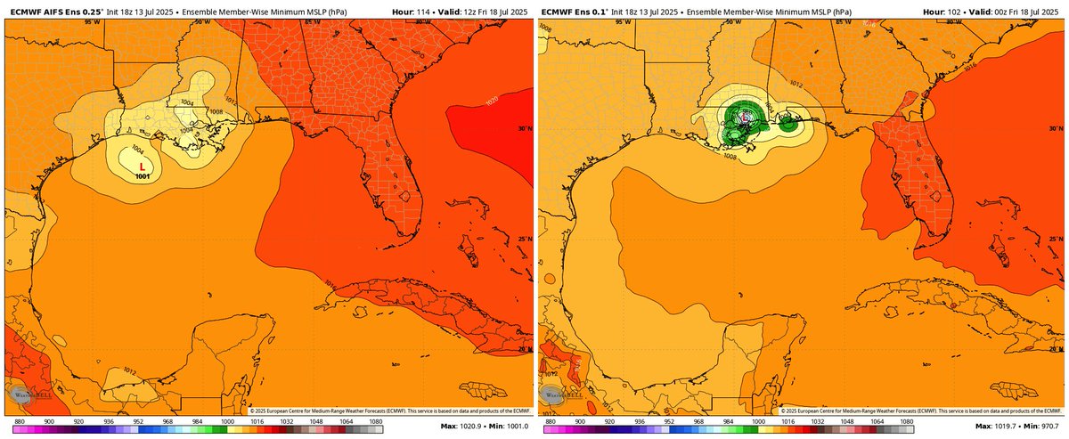 garrettmb's tweet image. A small but non-zero chance of tropical development of a disturbance off the FL/GA coast is possible this week across the Northern Gulf.
Initially, the set up is similar to TS Chantal's genesis with the origins coming from an old frontal boundary.
This is a very conditional…