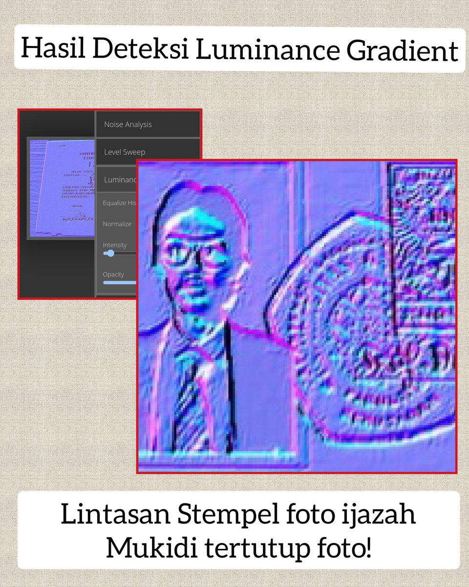 Membuktikan temuan Topi Merah

Dengan menggunakan deteksi Luminance Gradient 𝘁𝗲𝗿𝗯𝘂𝗸𝘁𝗶
𝘁𝗲𝗿𝗻𝘆𝗮𝘁𝗮 𝗯𝗲𝗻𝗮𝗿 𝗹𝗶𝗻𝘁𝗮𝘀𝗮𝗻 𝘀𝘁𝗲𝗺𝗽𝗲𝗹 𝘁𝗲𝗿𝘁𝘂𝘁𝘂𝗽 𝗳𝗼𝘁𝗼 ‼️

Foto Mukidi di atas stempel, 𝗔𝗝𝗔𝗜𝗕‼️