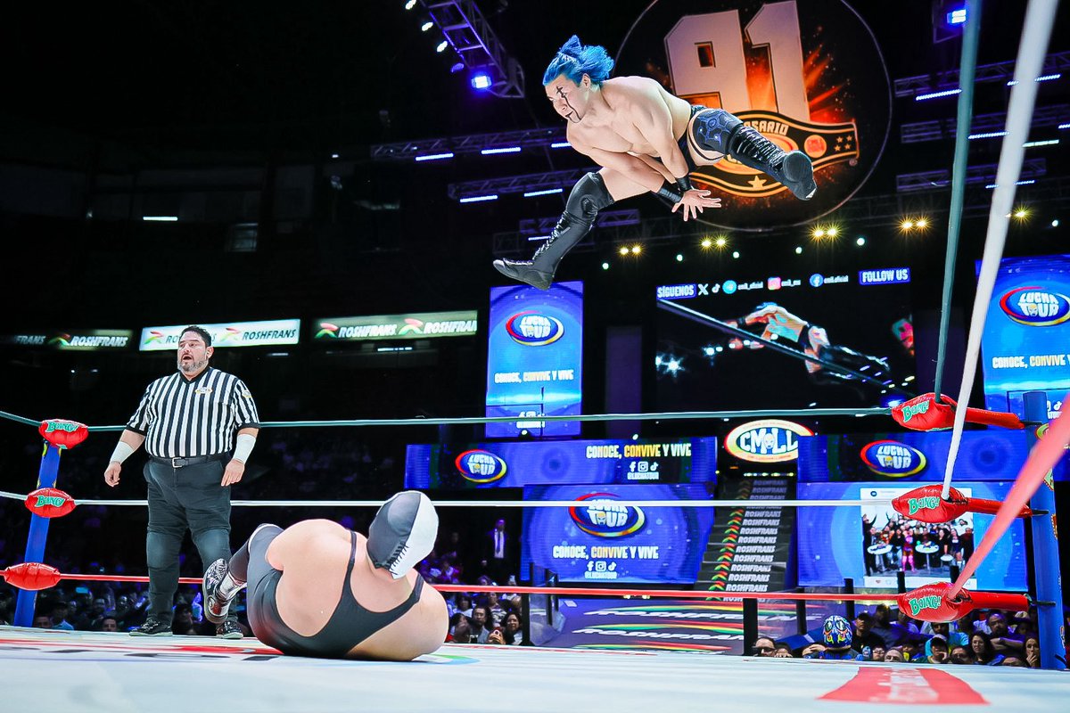 Okumura, Yutani y Guerrero Maya Jr. imponen su vehemencia y se llevan la victoria en el evento especial al derrotar a Blue Panther Jr., Hijo de Blue Panther y Dark Panther con una plancha del originario de Hiroshima. 

#DomingoFamiliarCMLL 
#3aCaída