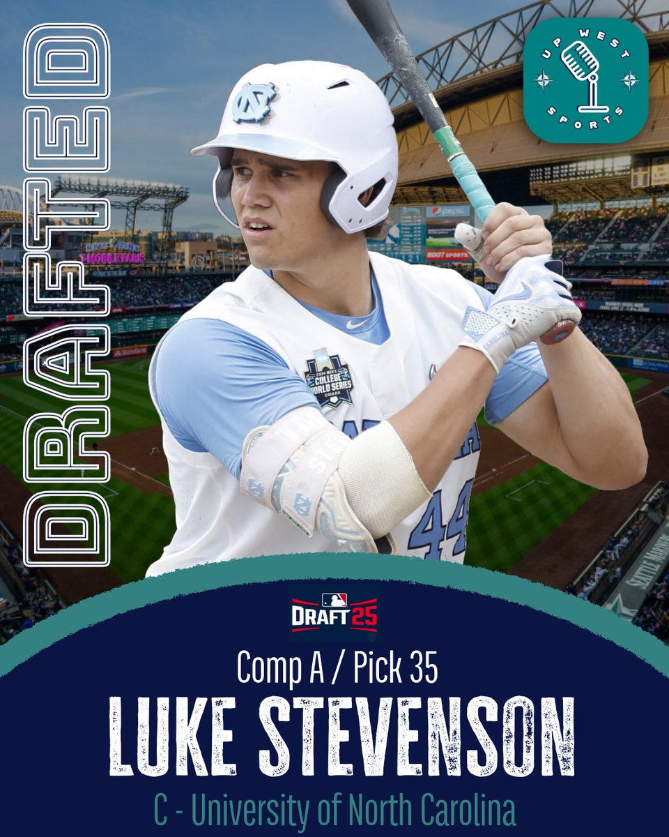 🚨With the 35th Pick in the 2025 MLB Draft🚨

The Seattle Mariners select:

Luke Stevenson - C - University of North Carolina

POWER! This kid brings a ton of power to the org with 19 HRs and a Super Regional appearance. Not to mention he's a draft eligible 20-year old 👀