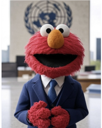 Breaking: Elmo has taken a new position as a United Nations special rapporteur.