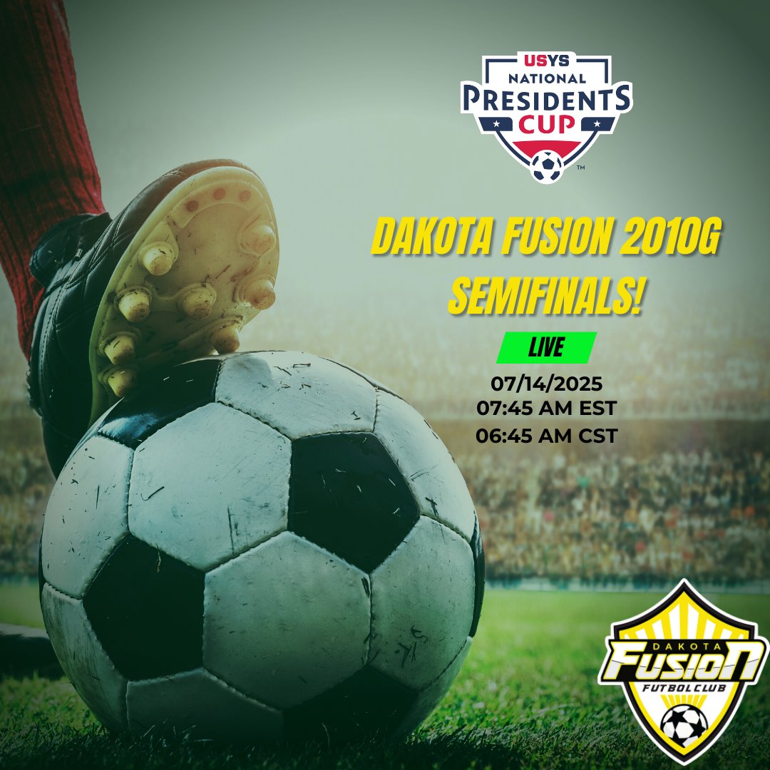 Catch the action live! 🧡⚽️ Dakota Fusion 2010G plays in the Nationals semifinals tomorrow. Let's go Fusion!

m.youtube.com/@usyouthsoccer…