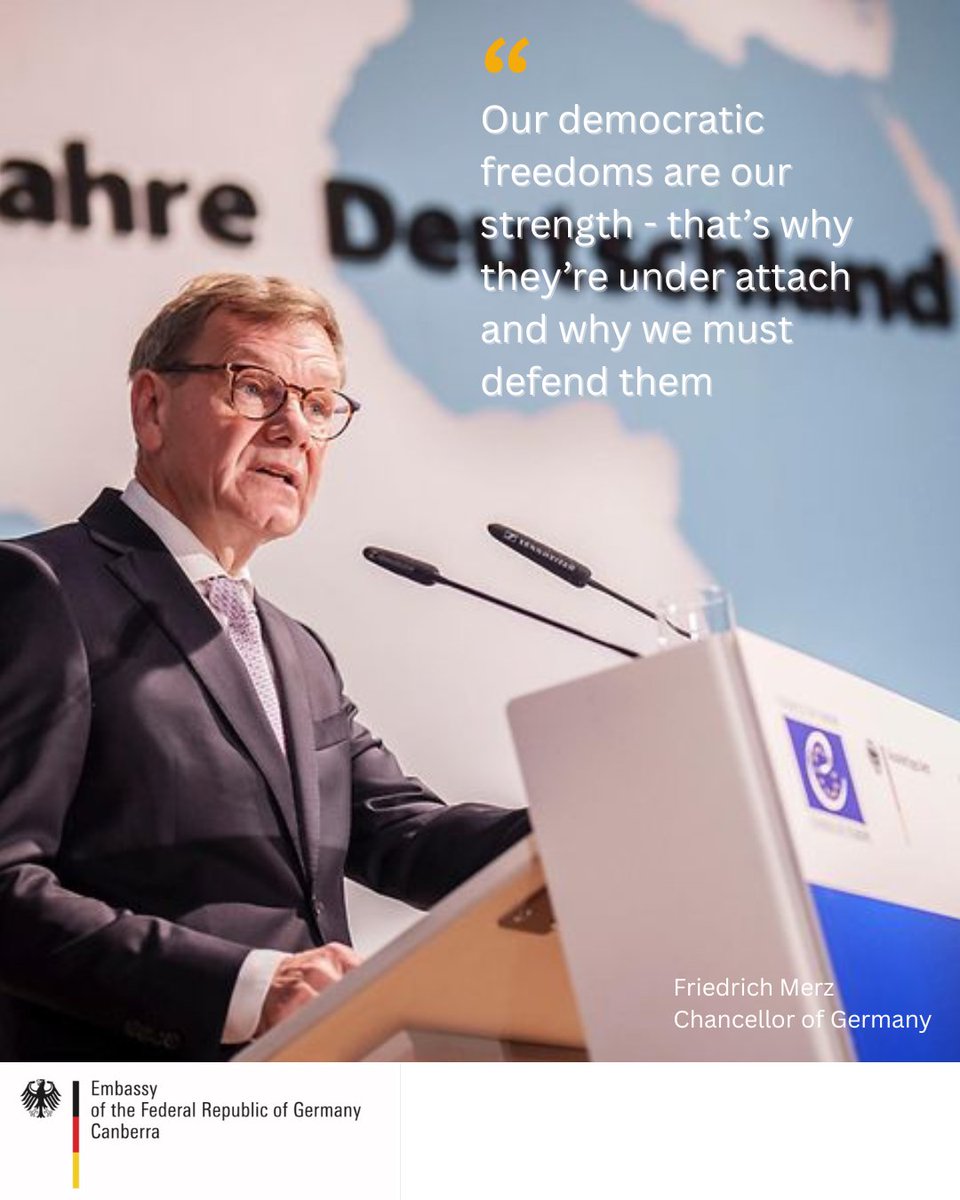 GermanyInOz's tweet image. 🇩🇪 🇪🇺 Celebrating the 75th anniversary of Germany's accession to the #CouncilOfEurope. We stand with #CofE75 to promote democracy, human rights and the rule of law.
To read FM Wadephul's speech 👉 bit.ly/40HdV31