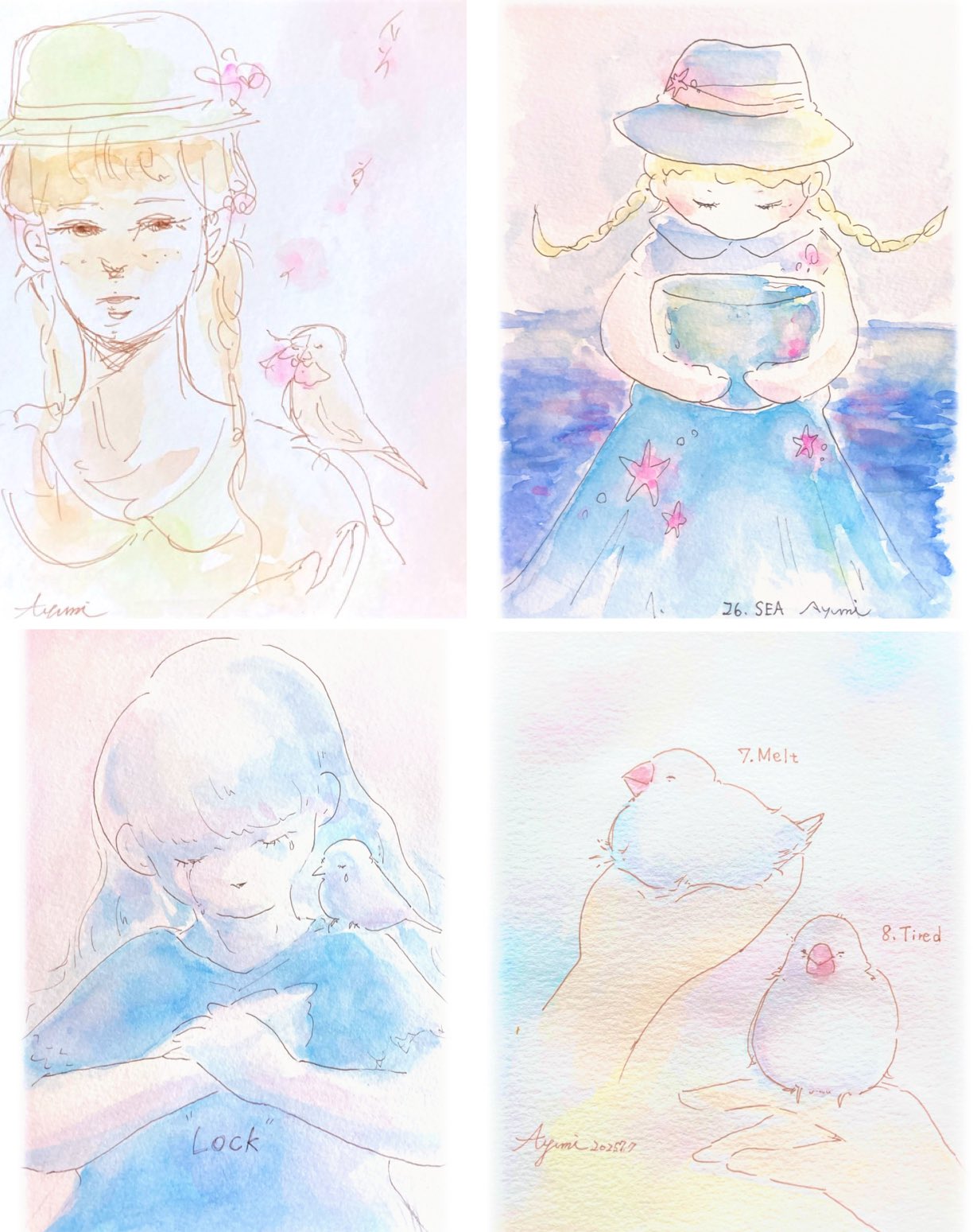 木の実が色付く時　水彩画 木の実が色付く時　水彩画