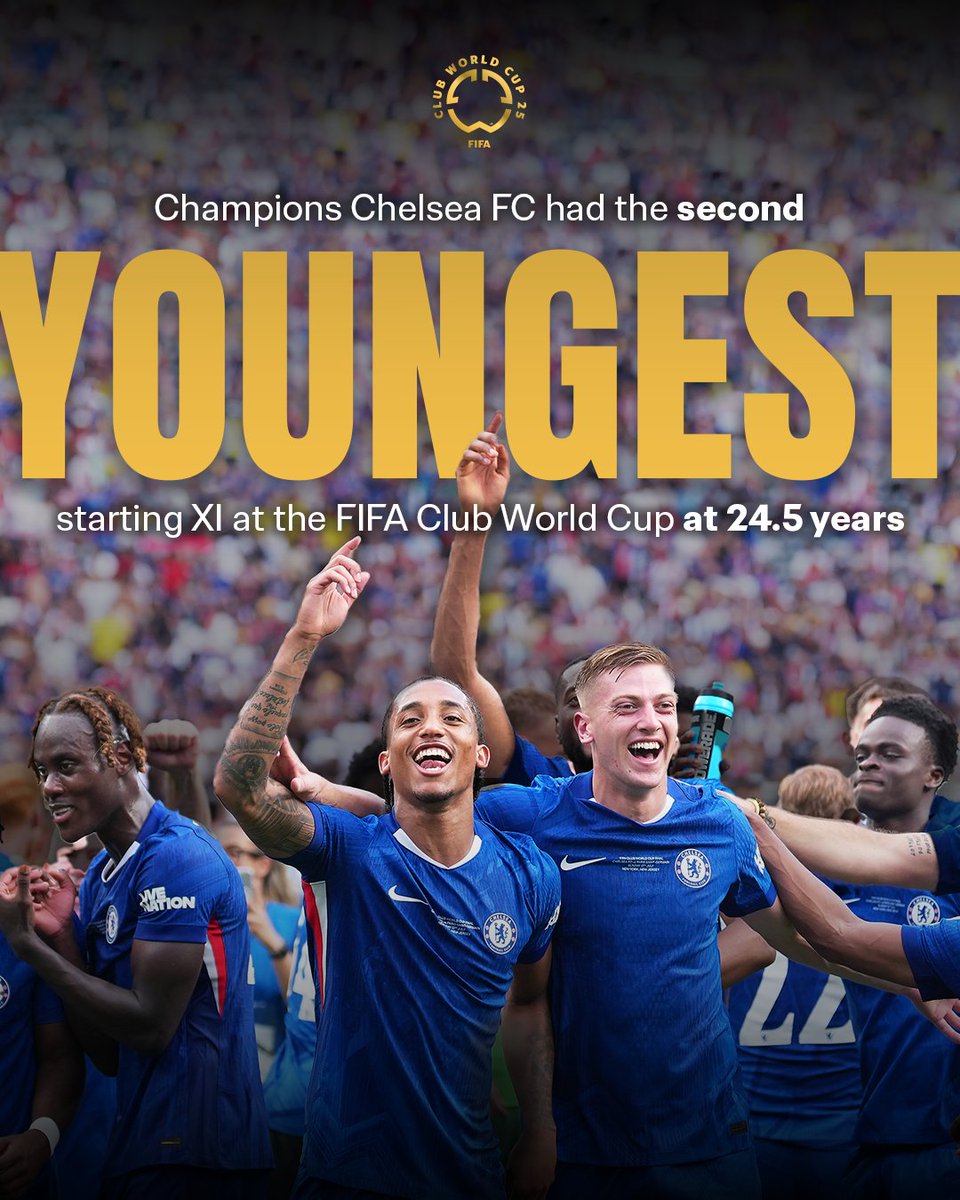 FIFAcom's tweet image. The future is bright 💥
@ChelseaFC became @FIFACWC Champions with the second youngest starting XI in the competition 🏆