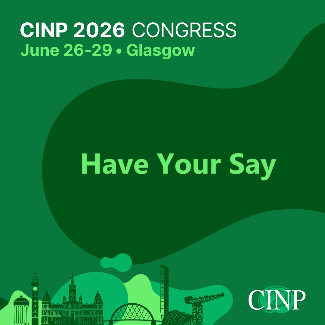 theCINP's tweet image. 🗣️ Help shape #CINP2026 in Glasgow!
We’re building the programme and want your input:
🧠 What topics should we include?
🧪 Any ideas for innovative session formats?
🎤 Keynote speaker suggestions?
Reply or DM us — we’re listening!
#Neuropsychopharmacology #psychiatry #cinp