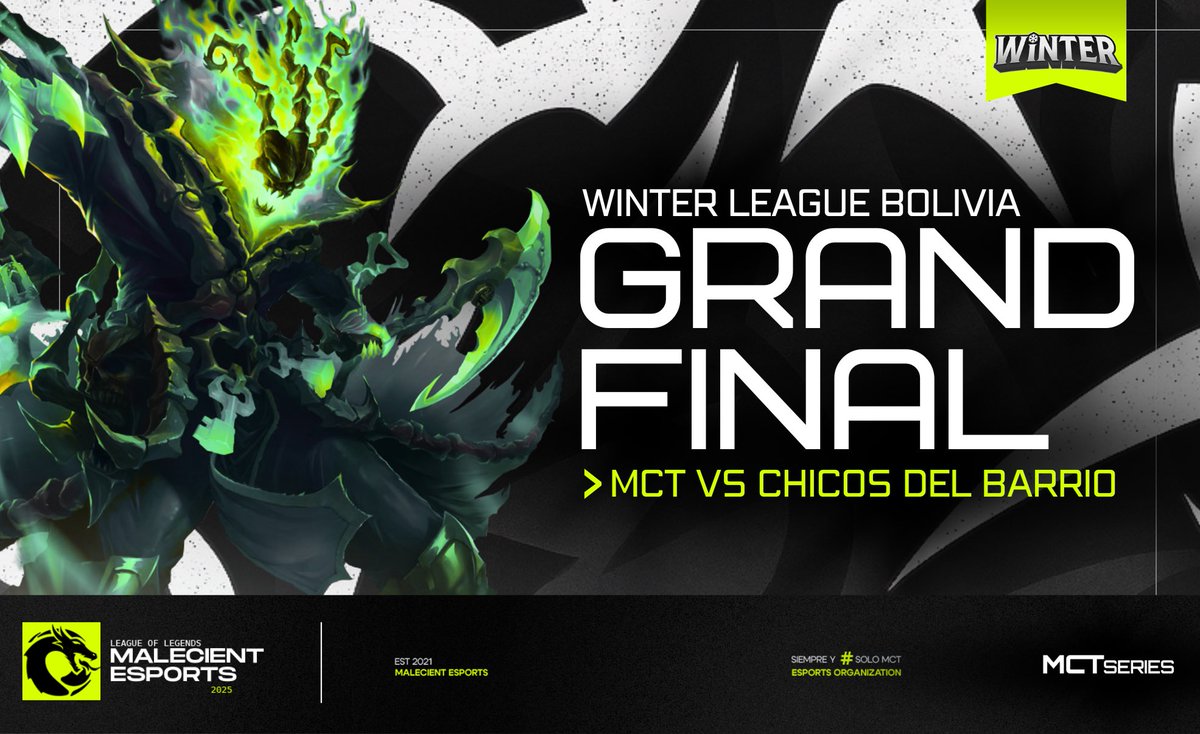 Malecient_'s tweet image. 🔥 ¡GRAN FINAL! 🔥
🖤| Malecient Esports está listo para la batalla final.
❄️| Winter League llega a su clímax.
💚| Solo uno se lleva la gloria.
🤍| Hoy se hace historia.
🎙| En vivo twitch.tv/el_darkcito
🐉| #SoloMCT #WinterLeague