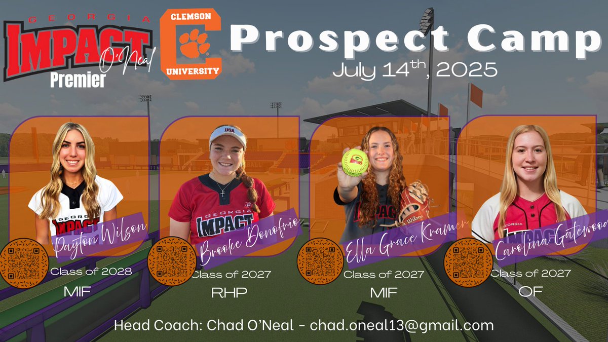 armoreliteoneal's tweet photo. @eg_kramer12  , @PaytonWilsonSB , @BDonofrio2027 &amp; @crgatewood2  are headed to @clemsonsoftball  Prospect Camp tomorrow! We've loved having the Clemson coaches at our games over the last month, now it’s time for these ladies to meet them on their turf. 🐅🥎 https://t.co/Wc13KB76ju