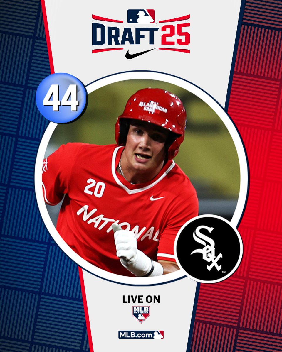 MLB Draft (@mlbdraft) on Twitter photo With the 44th pick in the 2025 Draft, the <a href="/whitesox/">Chicago White Sox</a> select Nazareth Academy (IL) outfielder Jaden Fauske, No. 57 on the Top 250 Draft Prospects list.
Watch LIVE: atmlb.com/40jjQvg With the 44th pick in the 2025 Draft, the <a href="/whitesox/">Chicago White Sox</a> select Nazareth Academy (IL) outfielder Jaden Fauske, No. 57 on the Top 250 Draft Prospects list.
Watch LIVE: atmlb.com/40jjQvg