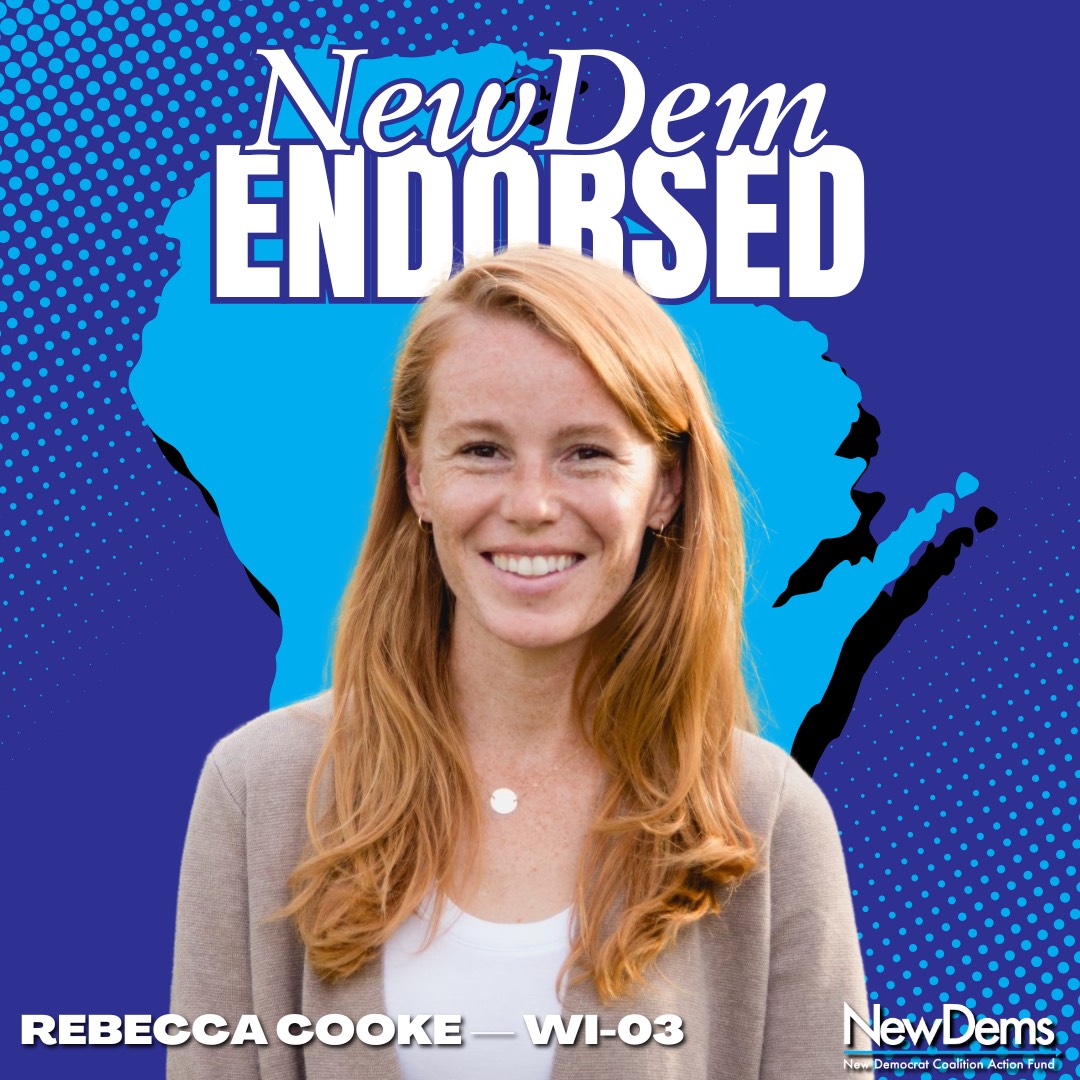RebeccaforWI's tweet image. "I'm grateful to earn the support of @VoteNewDems. New Dems are focused on reaching across the aisle to find common sense solutions to improve the lives of working families across the country, not adding to the gridlock in Washington. As we work to defeat Derrick Van Orden and…
