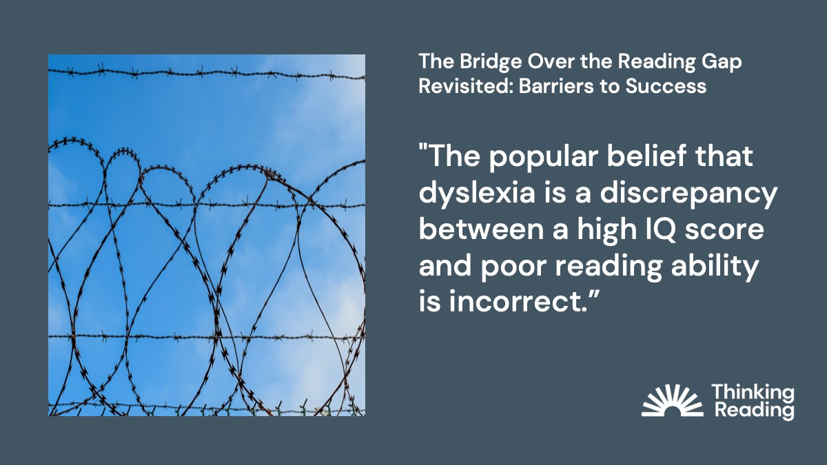 The ‘discrepancy’ model has been discredited for some time, but it’s still appealing to many as an argument for additional resources. Read more in our blog ‘Barriers to Success’  wp.me/p4hKgx-121 (11 minute read).

#dyslexia #ScienceofReading