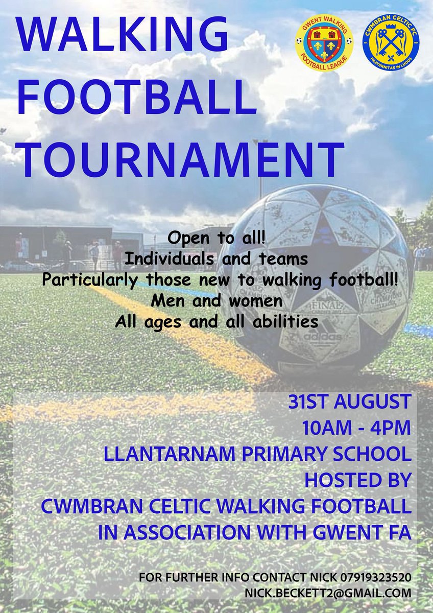 GCFA are looking to start a Walking football League, any clubs interested in having a walking football team please contact Mo Iqbal of the Newport &amp; District League.