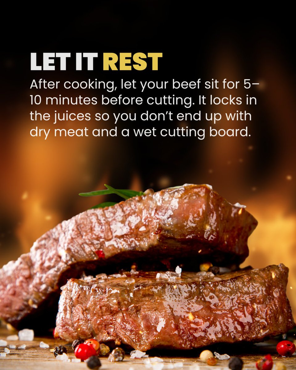 TWF_Health's tweet image. Cooking Tip!
After cooking, let your beef sit for 5-10 minutes before cutting. It locks in the juices so you don't end up with dry meat and a wet cutting board
#themoreyouknow
