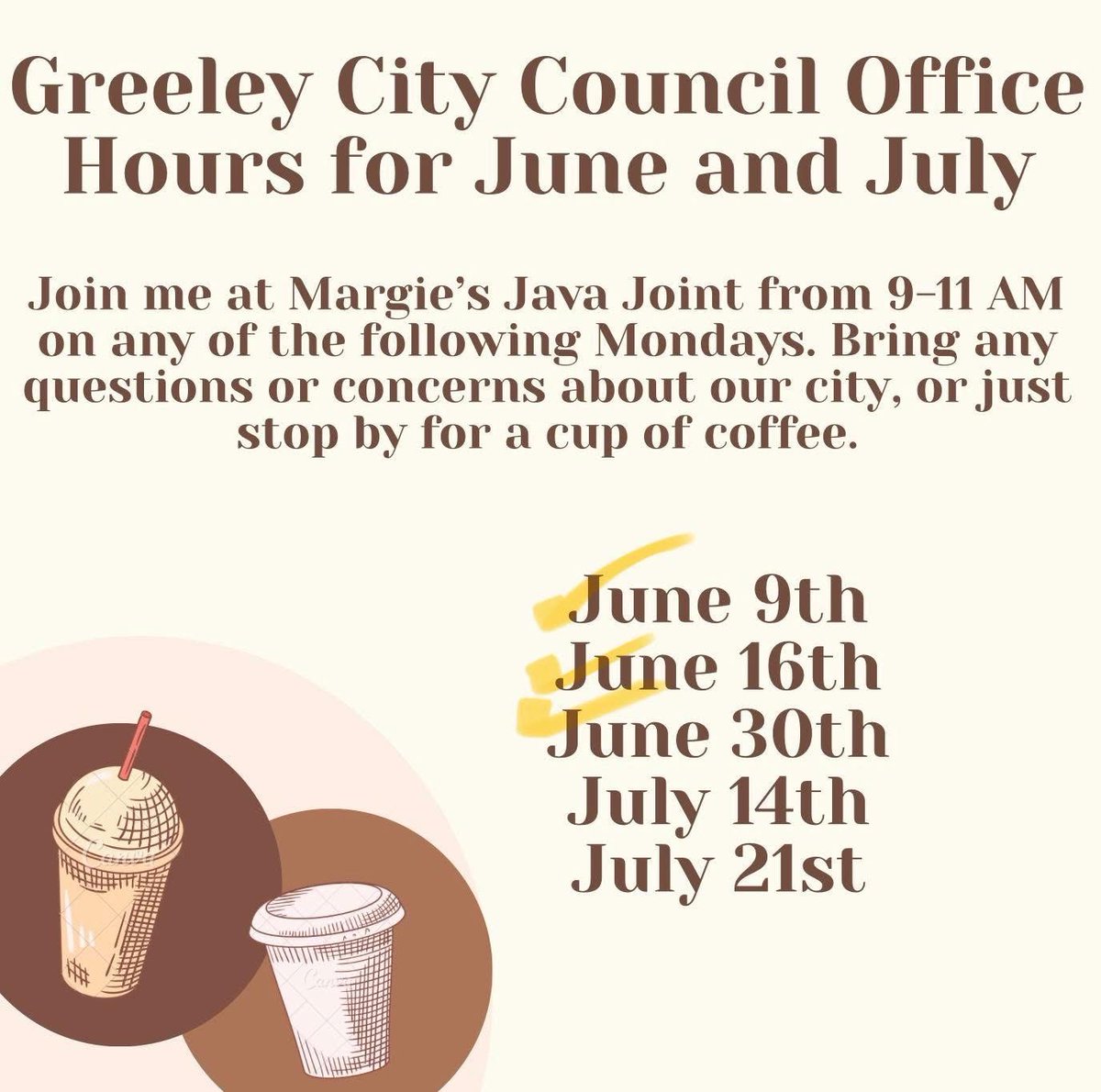 ButlerForWard1's tweet image. Some great opportunities to talk to your councilmember over the next few weeks! We’ll have office hours on the 14th and the 21st, and Council in the Community on the 17th. Swing by with questions or just to talk to your councilmember about the issues that matter most to you!