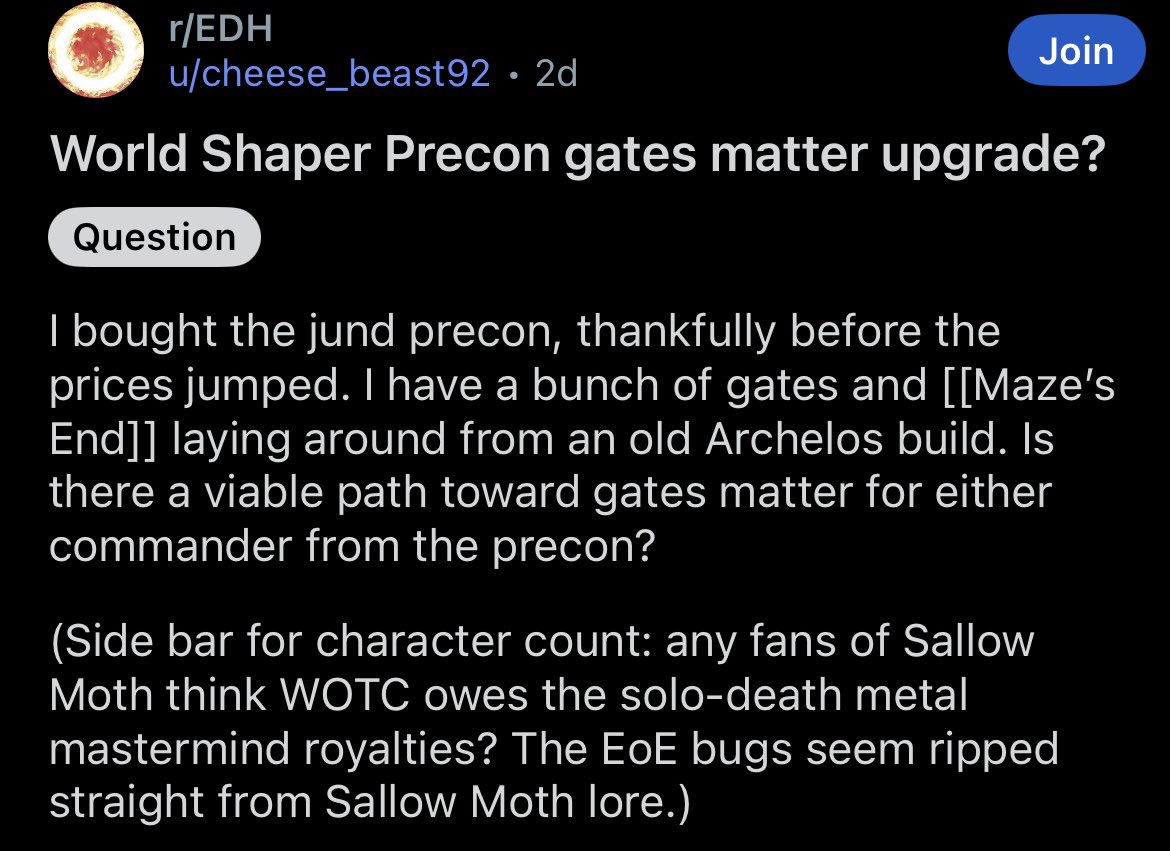 This is funny and awesome for me personally. I love the design of the upcoming mtg set. It does feel very Sallow Moth.