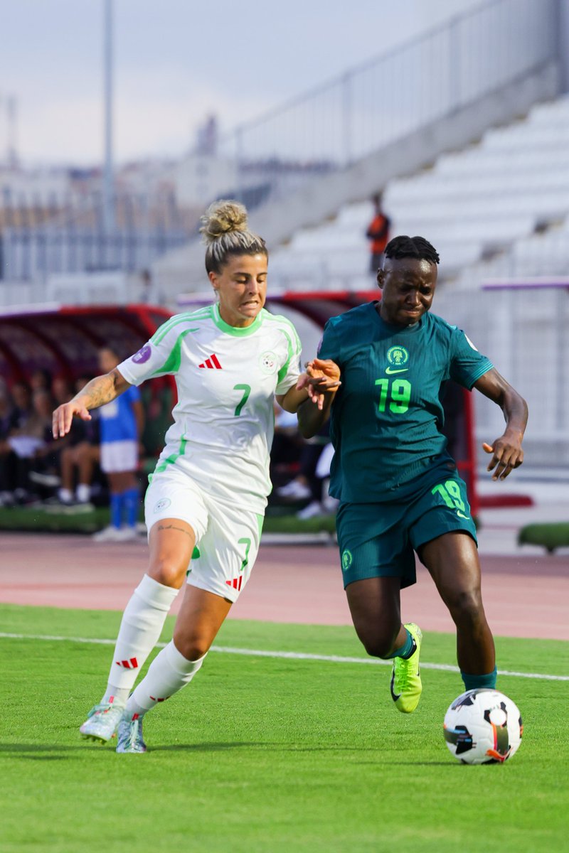 Full time: Nigeria 🇳🇬 0⃣ - 0⃣ Algeria 🇩🇿 

The Super Falcons are held to a draw in their last group match of the 2025 Women's African Cup of Nation tournament, playing out a goalless draw against Algeria

Nigeria finished top of their group with seven points, and did not concede