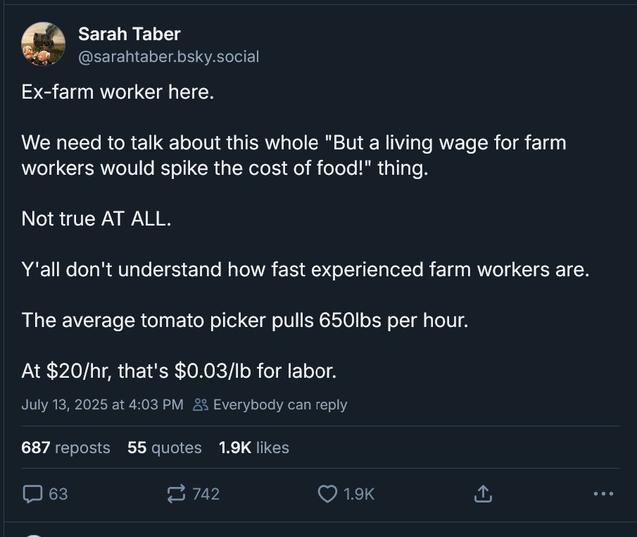 CharlesCMann's tweet image. Will raising wages for farmworkers spike the cost of food? No, says ex-farmworker @SarahTaber_bww on the Sky Place. Labor costs are a trivial part of farm costs.