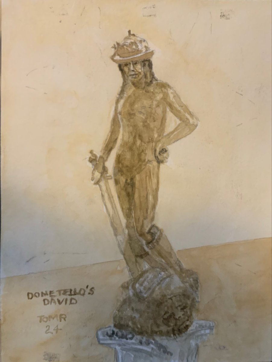 Donatello’s David is the best of the best! So I photoed and painted it . tomrrichards.com David as a self-managed contemplative youngster, barely into his manhood.