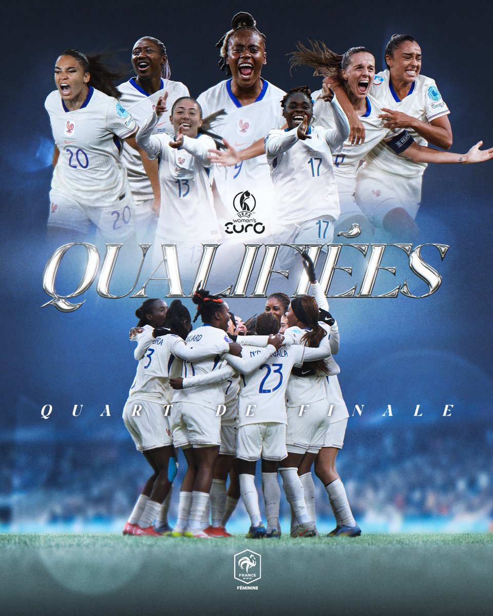 𝐃𝐈𝐑𝐄𝐂𝐓𝐈𝐎𝐍 𝐋𝐄𝐒 𝟏/𝟒 𝐃𝐄 𝐅𝐈𝐍𝐀𝐋𝐄 𝐃𝐄 𝐋’𝐄𝐔𝐑𝐎 ! 👊🔥

Les Bleues renversent les Pays-Bas (5-2) et terminent 1ère de leur groupe !

🔜 RDV le 𝟭𝟵 𝗷𝘂𝗶𝗹𝗹𝗲𝘁 contre l’Allemagne 🇩🇪

#PBSFRA l #FiersdetreBleues l #WEURO2025