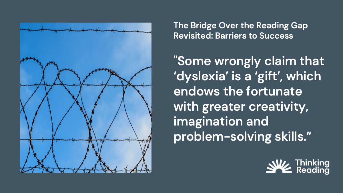 The idea that not being able to read is a ‘super-power’ is misleading.  Children will have more, not less, of these abilities if they master reading. Read more in our blog ‘Barriers to Success’  wp.me/p4hKgx-121 (11 minute read).

#EduTwitter