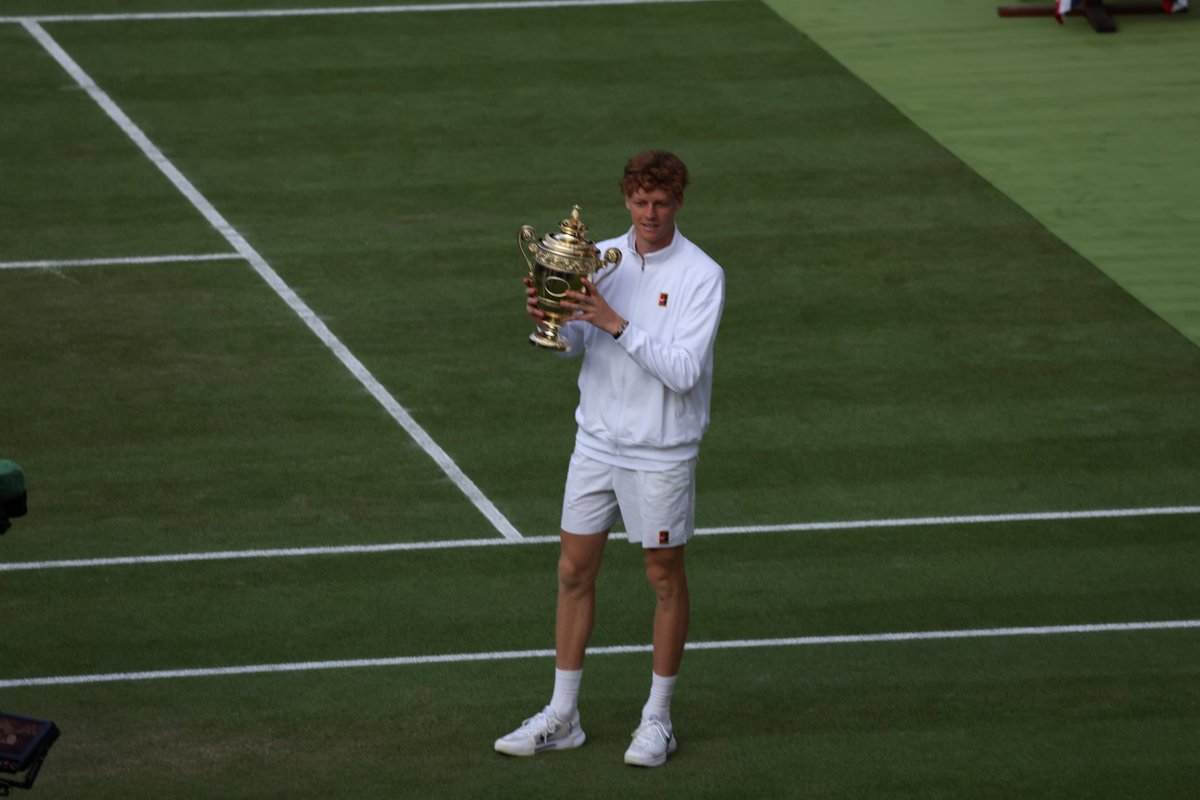 roycegraff's tweet photo. Jannik Sinner is the 2025 Wimbledon Men’s Champion! 🎾🏆
He defeated Carlos Alcaraz in an epic final to claim his first Wimbledon title.

A true champion on Centre Court!
#JannikSinner #Wimbledon2025 #WimbledonChampion #MensFinal #CarlosAlcaraz #CentreCourt #Tennis https://t.co/MwyuPYjsNf