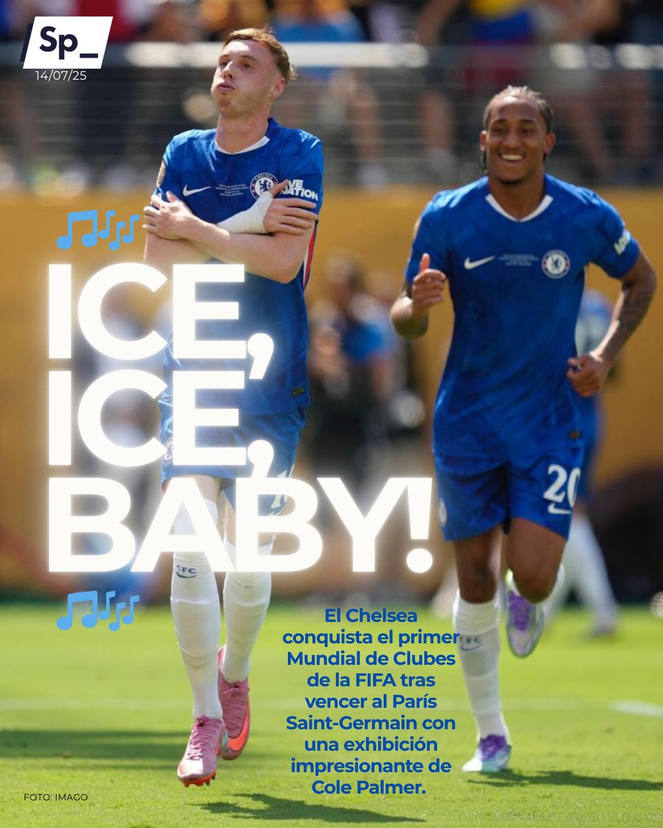 Final en New Jersey. #Chelsea 3-0 #PSG. 
El Chelsea de Enzo Maresca se proclama campeón del #FIFACWC tras arrasar en la primera parte al Campeón de Europa. 

Espectacular desempeño de Cole Palmer con dos goles y una asistencia a João Pedro.

𝙄𝙘𝙚, 𝙞𝙘𝙚, 𝙗𝙖𝙗𝙮. 🎵❄️🥶