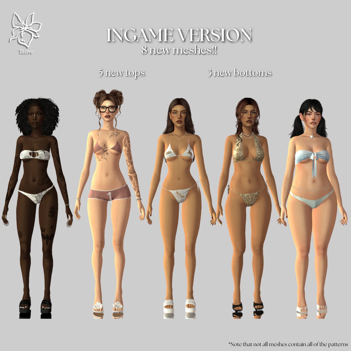 tauvesims's tweet image. MARÉ BATHING SUITS - CLOTHING SET
Out now on my patreon!!
EA: 08/03
8 new mesh clothing pieces + Blender versions
models: @/bunny.milla @/rightont3ddy @/zoeesmalls @/dokidohee @/liannahmajers
rc: @/bunny.milla (ALL @ ARE ON IG)