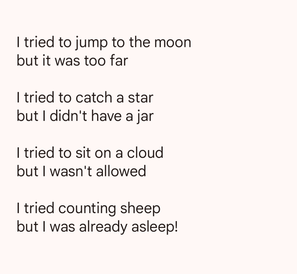 A collaborative bedtime poem tonight by me and Little Lime (just turned 8) ❤️✨🌚