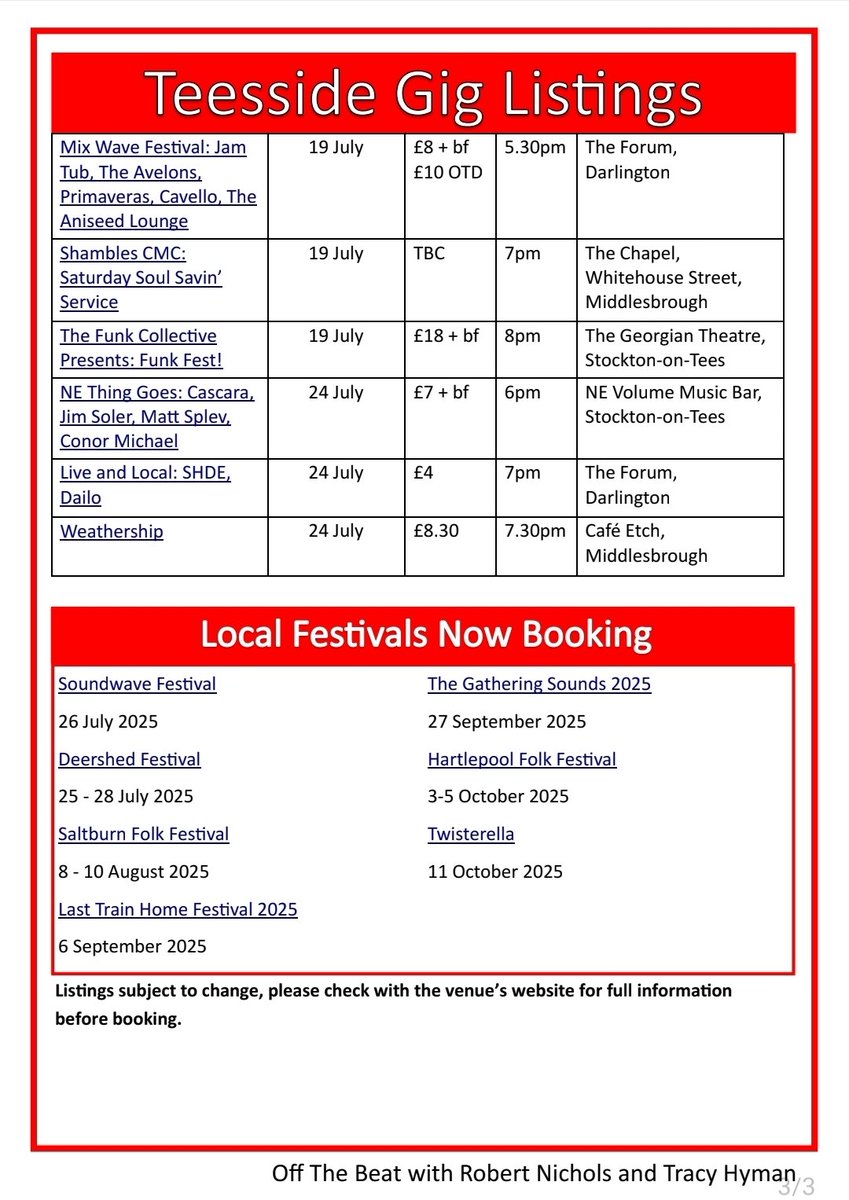 Off The Beat Teesside (@offthebeattees) on Twitter photo Off The Beat #53
Review of Summer Streets <a href="/summerstreets_/">Summer Streets</a> featuring Nev Clay, <a href="/paulsmithmusic/">Paul Smith</a> and Martin Stephenson and the Daintees 🎶
Plus Teesside gigs for the next two weeks ❤️
issuu.com/offthebeat/doc… Off The Beat #53
Review of Summer Streets <a href="/summerstreets_/">Summer Streets</a> featuring Nev Clay, <a href="/paulsmithmusic/">Paul Smith</a> and Martin Stephenson and the Daintees 🎶
Plus Teesside gigs for the next two weeks ❤️
issuu.com/offthebeat/doc…