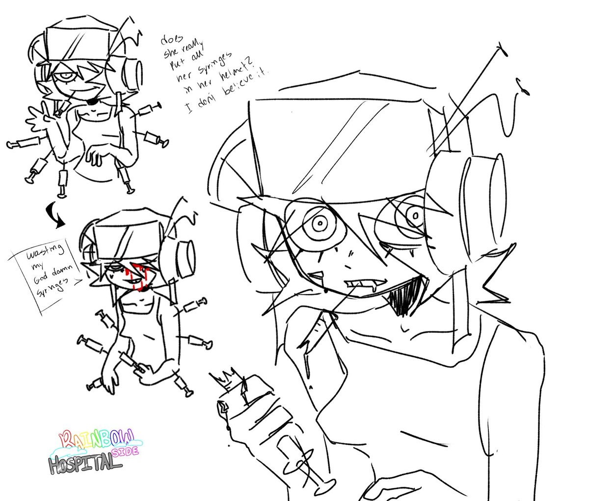 RainbowsideHosp's tweet image. Random sketches I made last night
#psychopomp #psychopompgame #webcomic