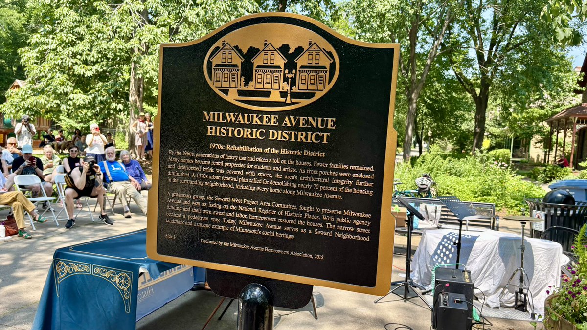 MayorFrey's tweet image. Milwaukee Avenue is 50! What was once slated for demolition is now one of the most beloved, walkable streets in MPLS. Today, I proclaimed it “Milwaukee Avenue Historic District Day,” honoring the neighbors who fought to perserve it & those who continue to make it feel like home.