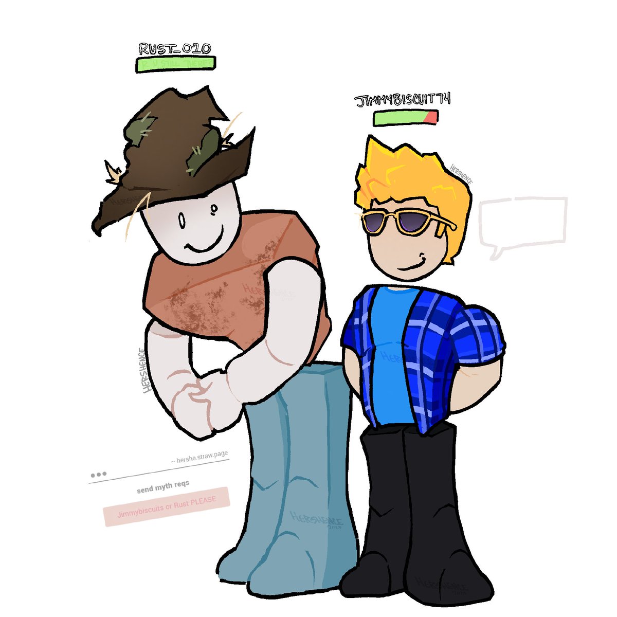 Hershence's tweet image. Rust_010 &amp;amp; Jimmy req, thank you for 100+ followers. 

#rust_010 #robloxmyths #robloxmyth #robloxart