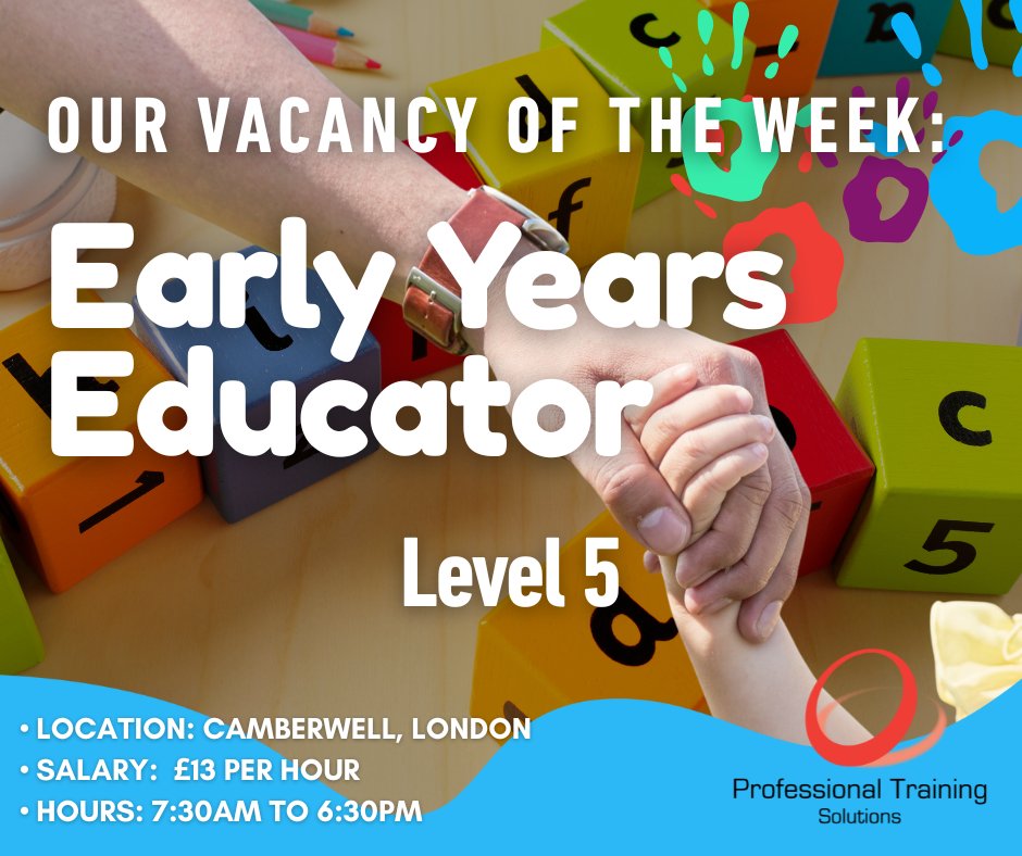 🌟 Start Your Career in Early Years Education | Level 5 Apprenticeship Opportunity
🚀 Level 5 Early Years Educator at Little Anges Day Nursery.
 
Ready to apply or want to learn more? ➡️
opportunities.protrain-solutions.co.uk/jobs/6097202-e…